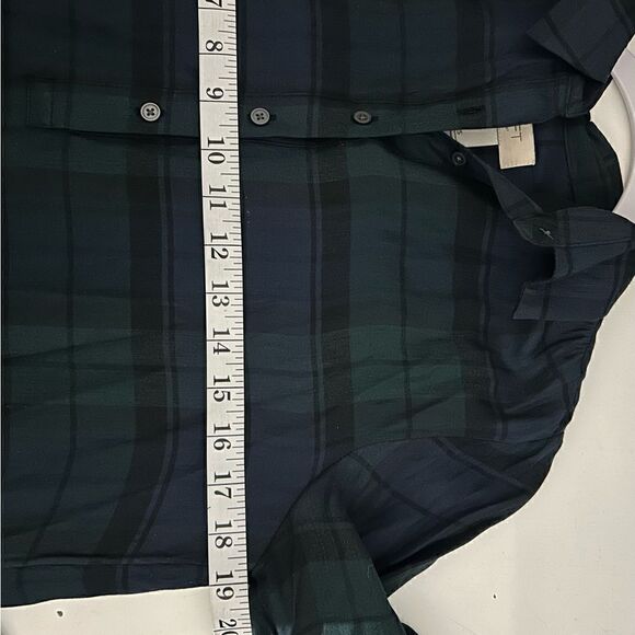 LOFT Blue Green Plaid Long Sleeve Button Front Mini Dress Size XS - Picture 7 of 7